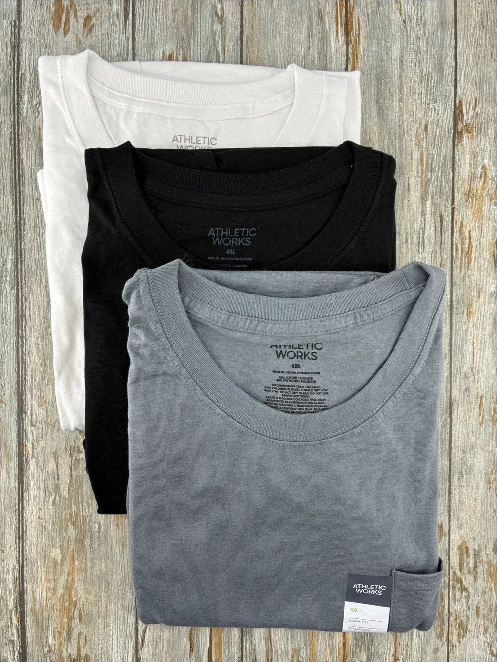Men’s Active Durable Cotton Short Sleeve T-Shirts 3-Pack Size 4XL